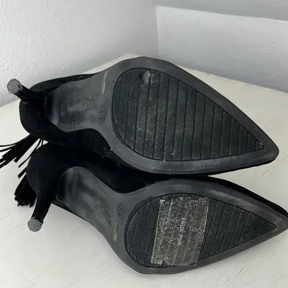 Anne Michelle Lonestar-11 black faux velvet stiletto heel boot size 10 - Picture 8 of 9